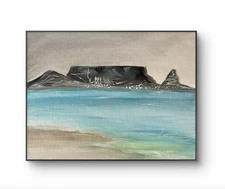 Original Expressionist 11x14 Acrylic On Canvas Table Mountain South Africa #69