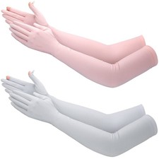 2 Pairs UV Long Sun Gloves Women's Sunblock Driving Gloves Non Slip Full Fing...