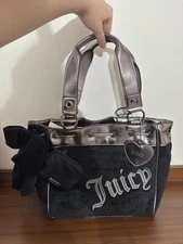 Vintage Dreams Juicy Couture Daydreamer Tote Bag Liquorice Gunmetal W/ Coin Bag
