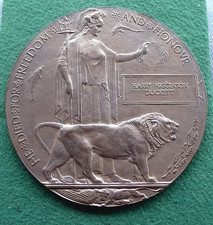 WW1  MILITARY BRONZE MEMORIAL DEATH PLAQUE DUKE OF WELLINGTONS 1/4th BTN