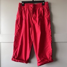 Emily Daniels Pants Womens Large Red Drawstring Waist Relaxed Fit Cropped Casual