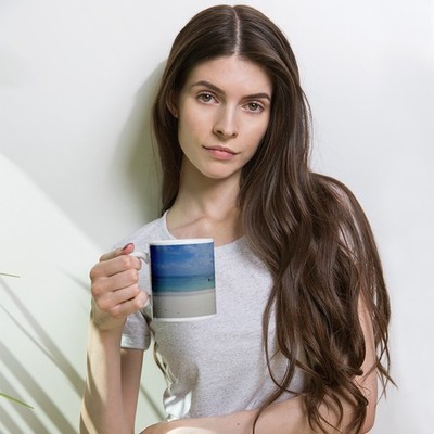 Zanzibar Beach White Glossy Mug   Tropical Paradise & Ocean Design
