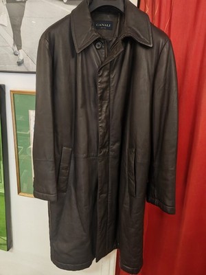 Rare CANALI Men's Leather Coat Size EU 54 ( XL ) Made In Italy 