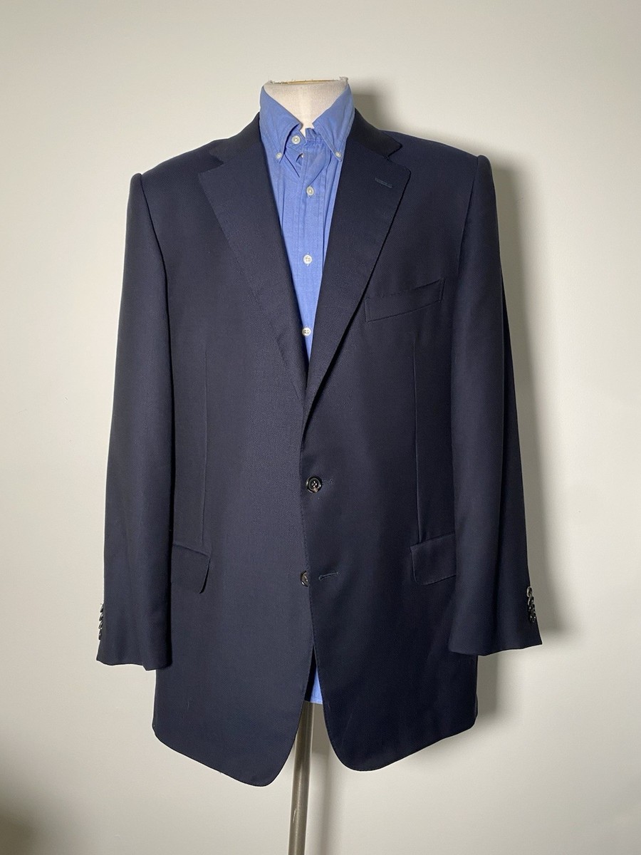 44XL Ermenegildo Zegna CUSTOM High Performance Blu Hopsack Canvas Blazer 44L View 2