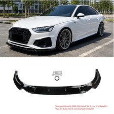 3pcs Gloss Black Front Bumper Spoiler Lip For Audi A4 S4 B9.5 Sline 2020-2024 21