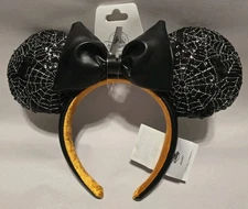 NEW Disney Parks 2025 Halloween Mickey Minnie Spider Web Ear Headband 