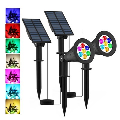 T-SUNUS Color Changing Solar Landscape Spotlights 2 Pack, 7 Color Solar Spot Lig