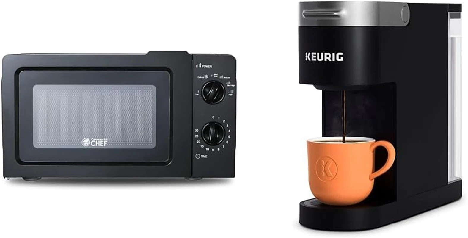 Compact Microwave & Keurig K-Slim Coffee Maker Combo, 6 Power Levels, Black