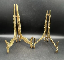Rogers & Son Solid Brass Easel Display Stand Folding Set Of 2 Decorative MCM