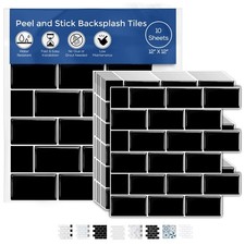 Peel and Stick Backsplash Tile for Kitchen Wall, 12 x 12 Stick On Backsplas...