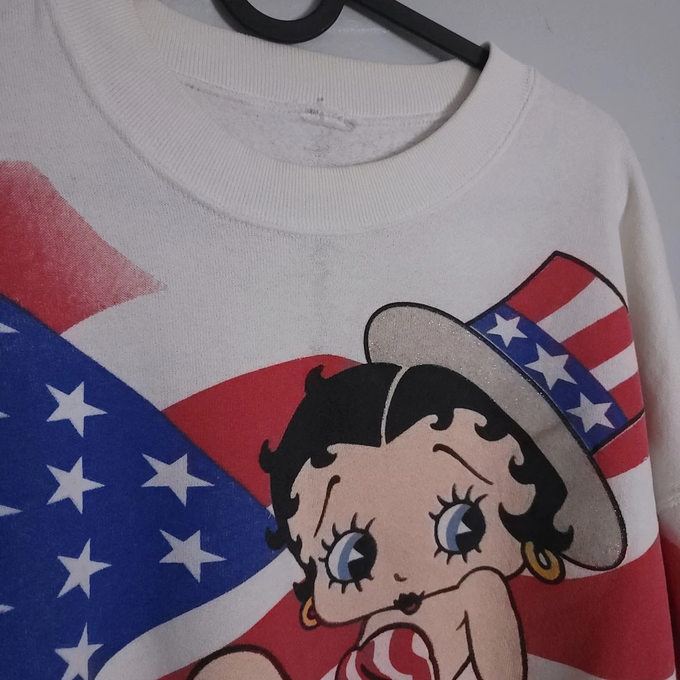 Sudadera De Colección Años 90 Betty Boop EE. UU. América Cuello Redondo XL Dibujos Animados Foto 2 de 4