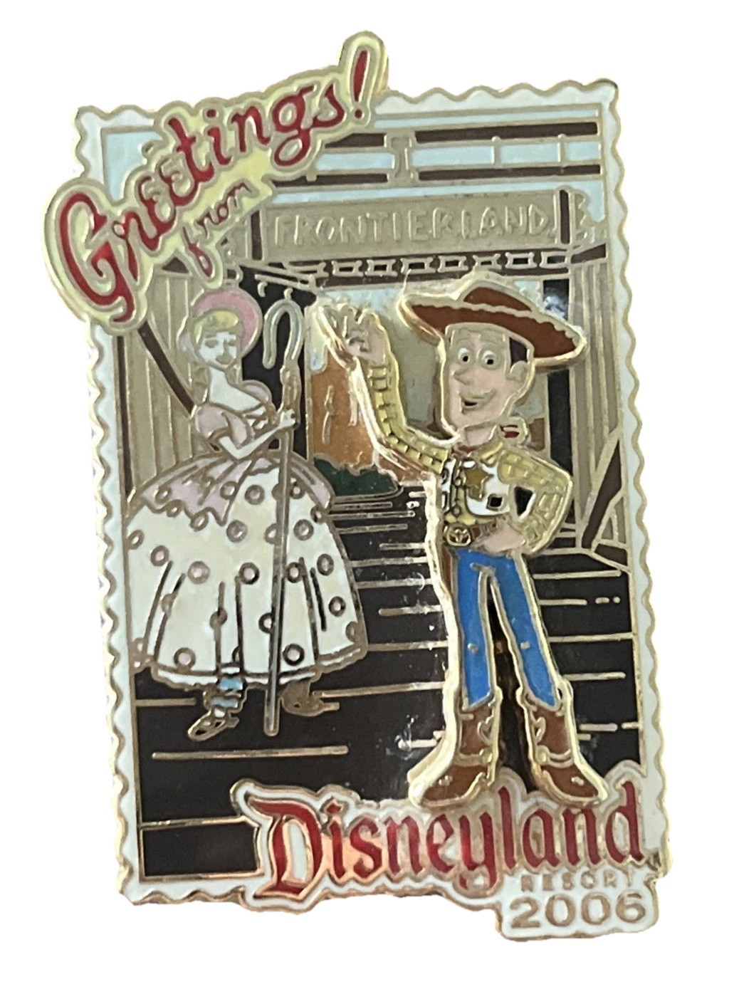 Disney Disneyland 'Greetings from Disneyland' Series Pin Woody Bo Peep