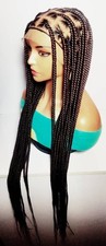Brown Knotless Box Braids Braided Wig. Full Lace with Baby Hair 40in Long Braids