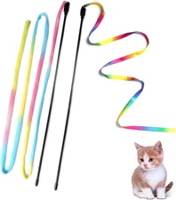 Cat Wand Toys Interactive Kitten Toys for Indoor Cats Colorful Teaser Wand Strin