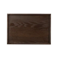 15.8x11 Inch Wooden Serving Tray Rectangular Decorative Platter, Brown