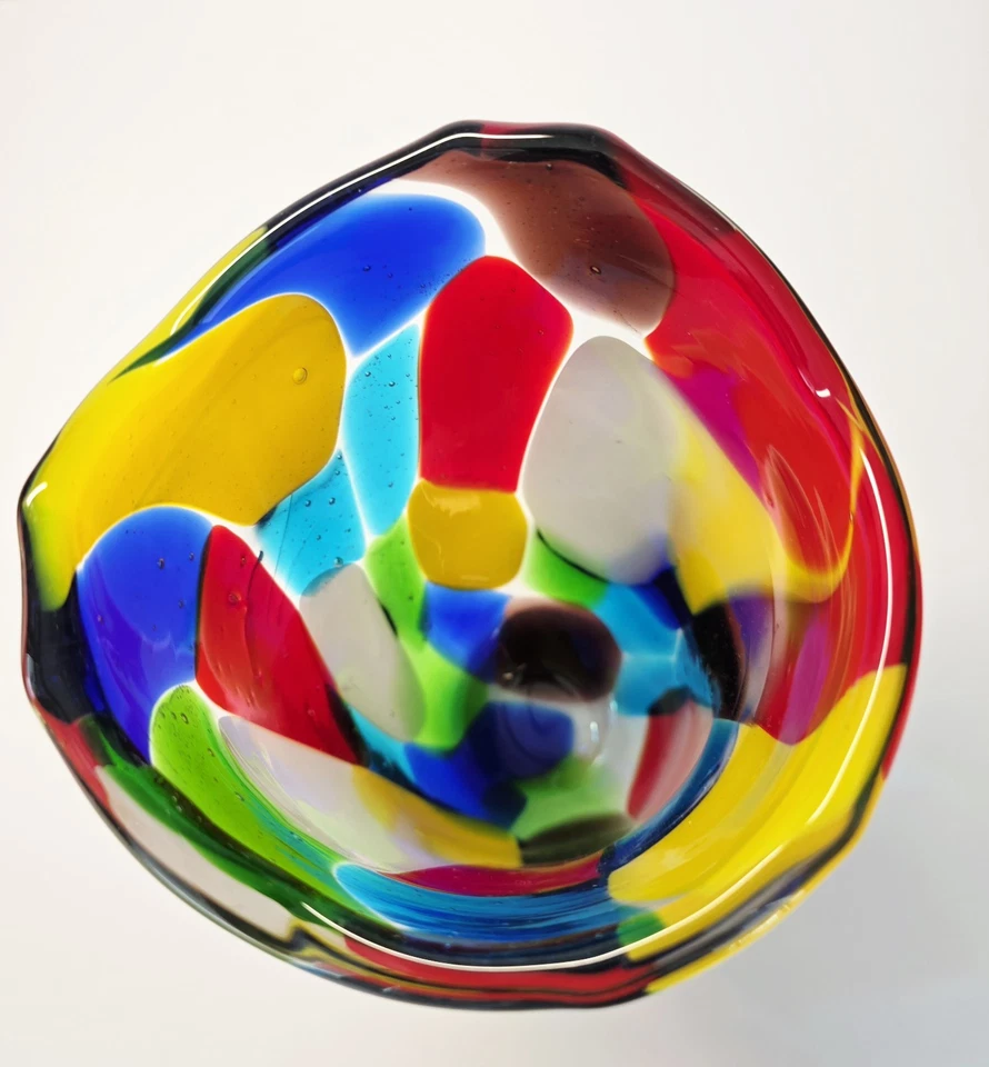Vintage Italian Murano Multicolor Art Glass Vase Heavy Handblown See Description - image 4 of 4
