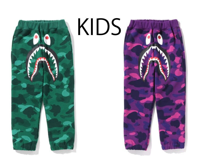 A BATHING APE BAPE KIDS COLOR CAMO SHARK SWEAT PANTS 2colors New 1I30352008