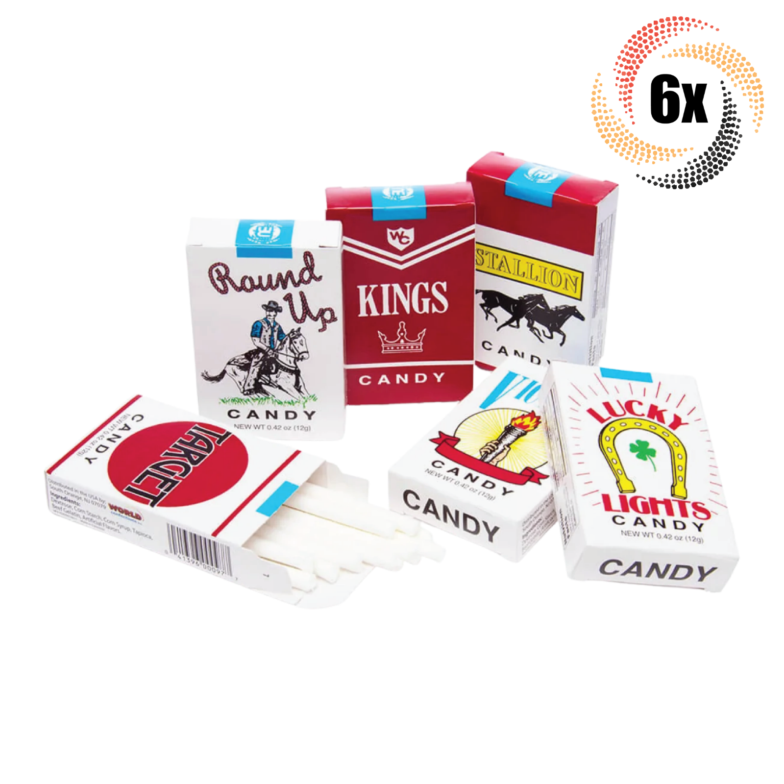 6x Packs World's King Size Assorted Design Candy Cigarettes | Fast Shipping 