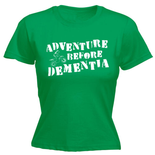 Adventure Before Dementia Dirt Bike WOMENS T-SHIRT Motocross Funny Gift birthday - Picture 1 of 8