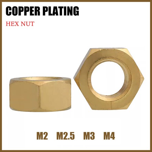 Copper-Plated Hexagonal Full Nuts Grade 4.8 M2 M2.5 M3 M4 Din 934 - Picture 2 of 10