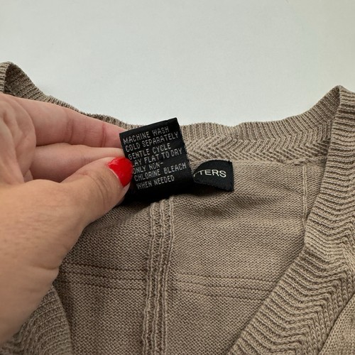 Chaleco Suéter Fairway Outfitters Marrón Topo Tejido Cuello en V Talla XL 100% Algodón Golf - Imagen 8 de 9