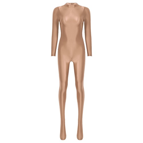 Women Long Sleeve Bodysuit Silky Tights Shiny Pantyhose Shaping Rompers Jumpsuit - Picture 65 of 137