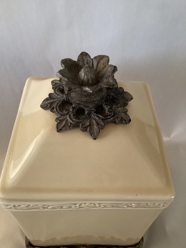 Drake Design Tuscan Scroll Taupe Canister 8in Tall RARE HTF - Picture 2 of 7