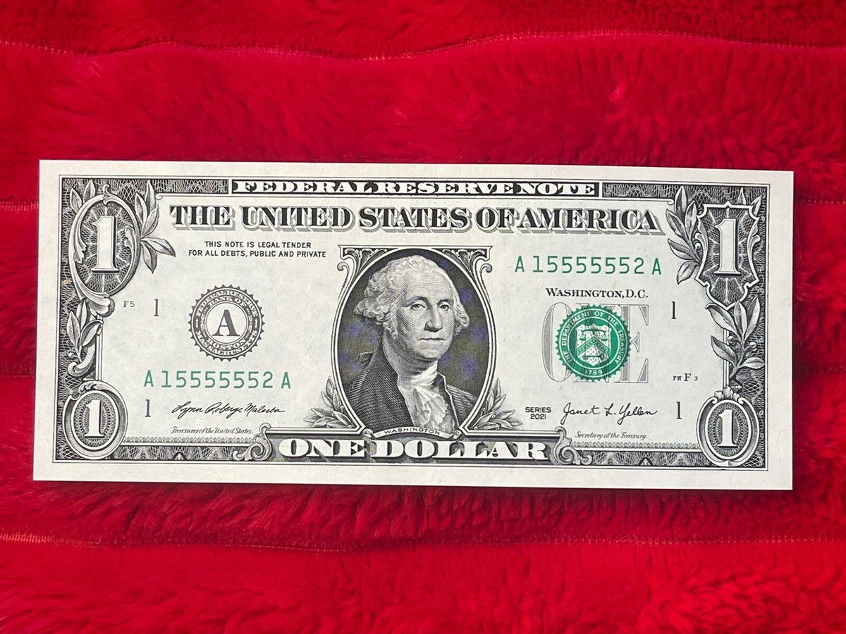 $1 2021 Uncirculated 6 IN A ROW 5's ( A ) Blocks Fancy