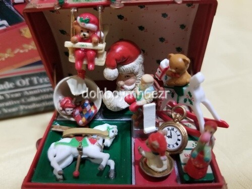 Vintage ENESCO 1991 A Decade of Treasures Toy Chest Santa