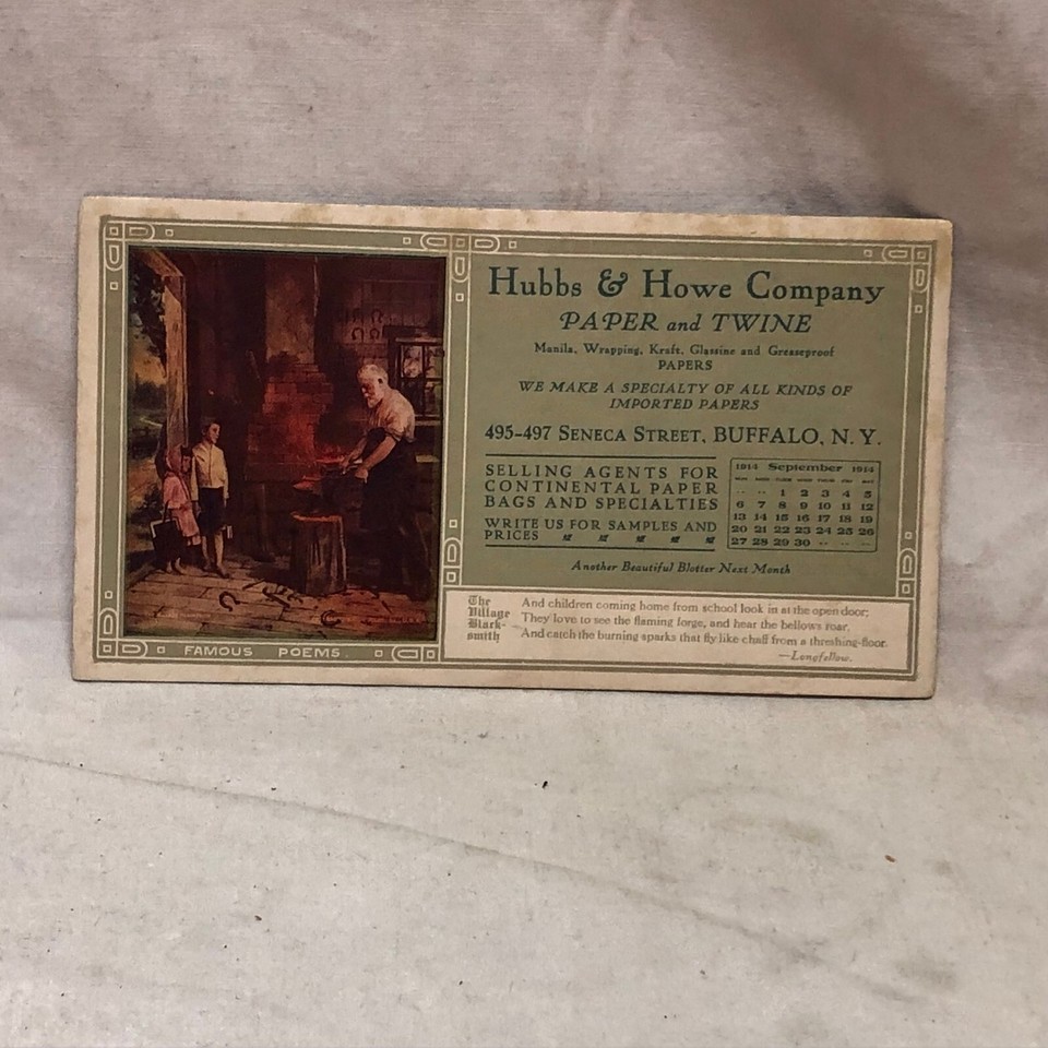 Vintage Ink Blotter Advertising Hubbs & Howe Company Paper & Twine