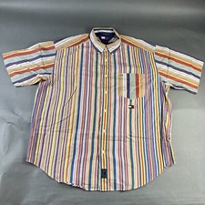 Vintage Tommy Hilfiger Shirt XL White Yellow Men Striped Button Down Used 17
