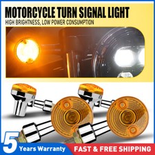 4Pcs Motorcycle Turn Signal Light Bulb Lamp 12V Amber Indicators Chrome Case UK