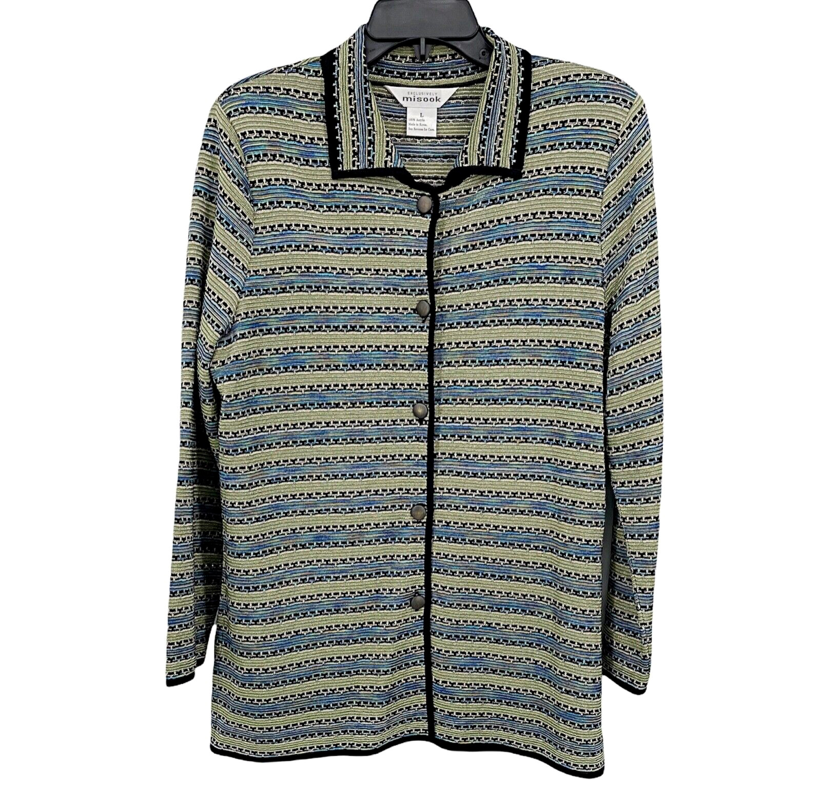 Exclusively Misook Womens L Metallic Collared Car… - image 1