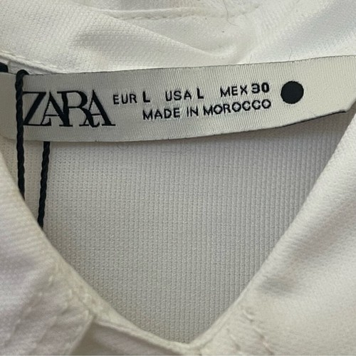 ZARA Women's Oversized Long Sleeve Button down Classic White Collared Shirt Sz L - Picture 3 of 9