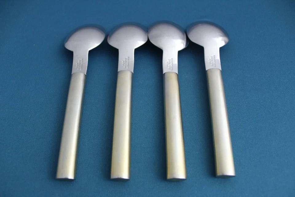 4 Teaspoons Widebowl Boda Nova OVAL STEEL GOLD 18/8 Stainless Korea 6 3/8" - Image 4 of 4