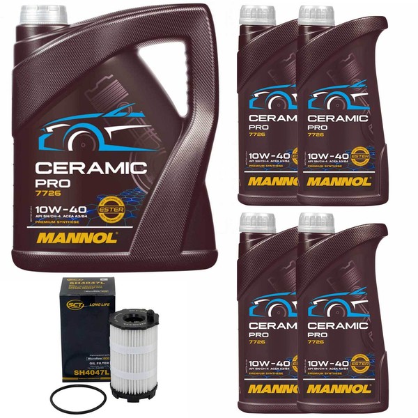 MotoröL Set Mannol 10W-40 Ceramic Pro 9 Liter + ÖLfilter FüR Audi A6 A5 4.2 FSI-image