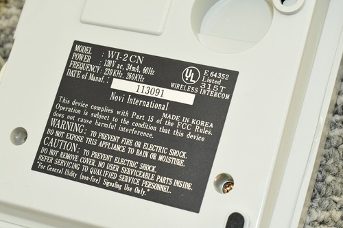 (2) - Novi Wireless Intercom Model WI-2CN 120VAC 34mA 60Hz 200KHz - 260KHz - Picture 7 of 8