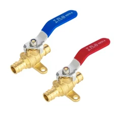 EFIELD 2 PC 3/4" PEX-A Expansion Shut-off Brass Ball Valve/Drop-ear, Red, Blue