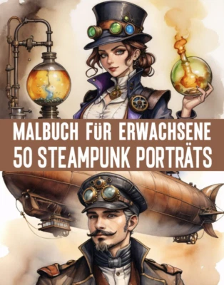 50 Fantastische Steampunks Porträts - Malbuch für Erwachsene & Teens