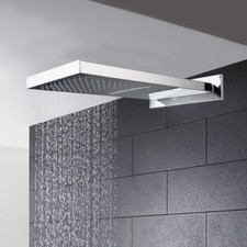 Wall Mounted 20" Thicken Rectangle Rainfall Waterfall Shower Head Mixer Faucet