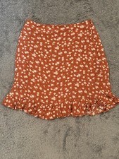 Abercrombie Fitch Floral Print Short Skirt Womens XS Side Zip Orange Y2K