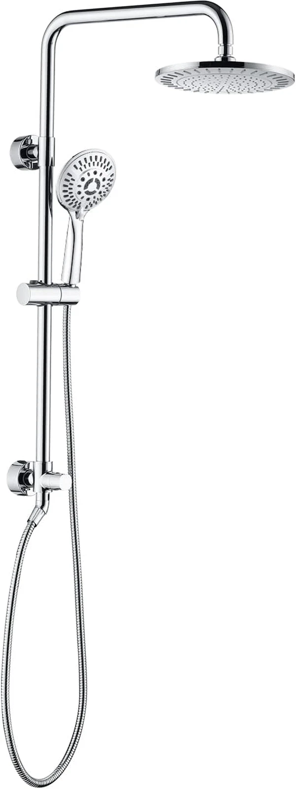 Adjustable Rain Shower Head System with Handheld & 60" Stainless Steel Hose