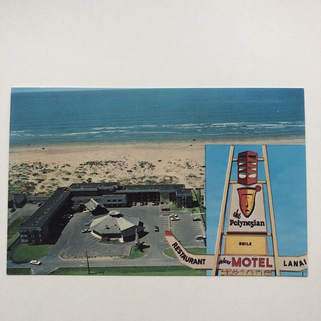 OCEAN SHORES, WA The POLYNESIAN MOTEL & Lanai Room c1960s Tropical