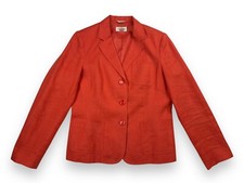 Talbots Womens Blazer sz 8 Irish Linen Orange Lined Jacket Three Button Pockets