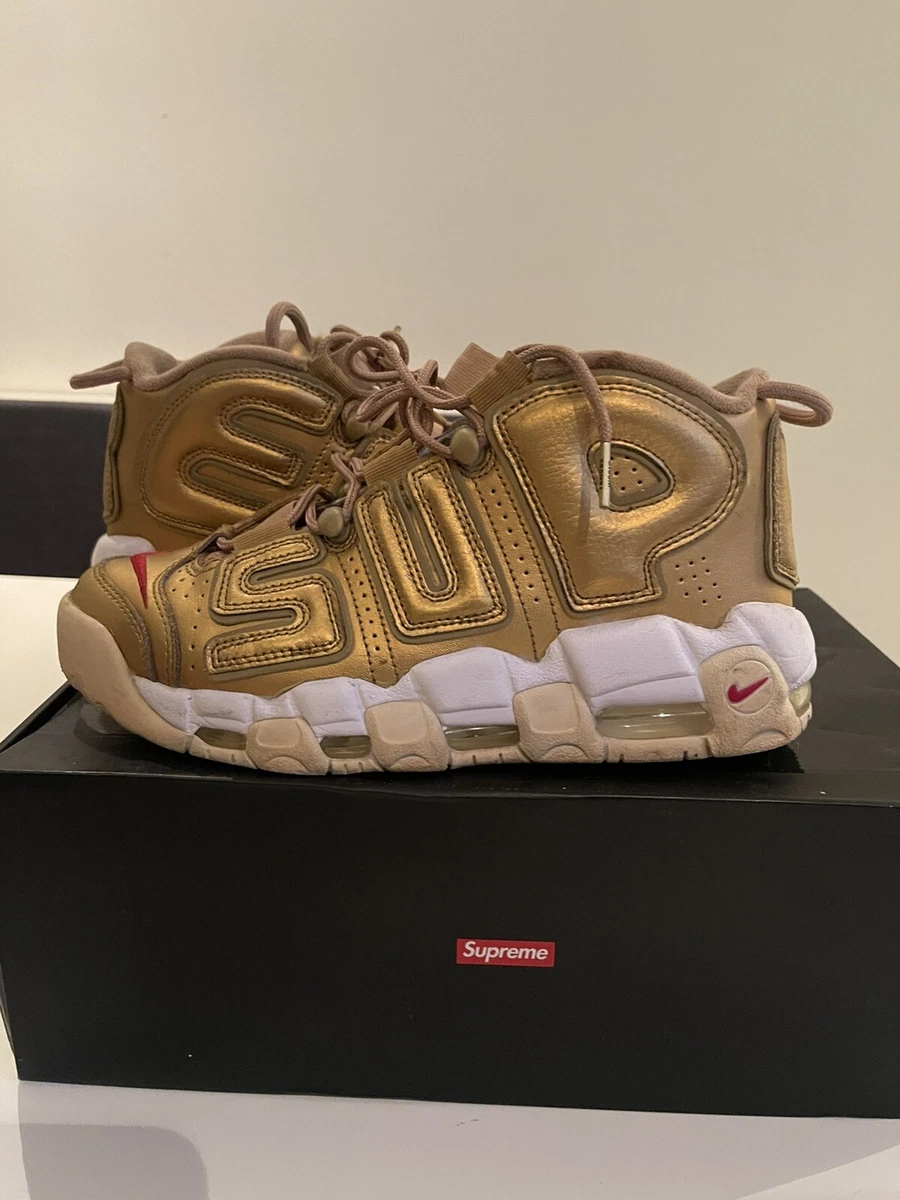 Nike supreme uptempo gold hot sale