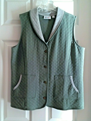 Denim \u0026 Co. Quilted Knit Vest L Pockets 