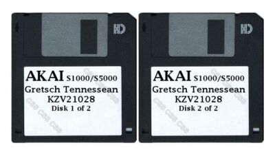 Akai S1000 / S5000 Set of Two Floppy Disks Gretsch Tennessean KZV21028