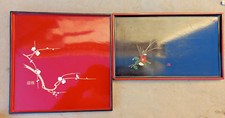 2 Plateaux à Décor de fleurs Fabriqués au Japon pour Pier import Vintage