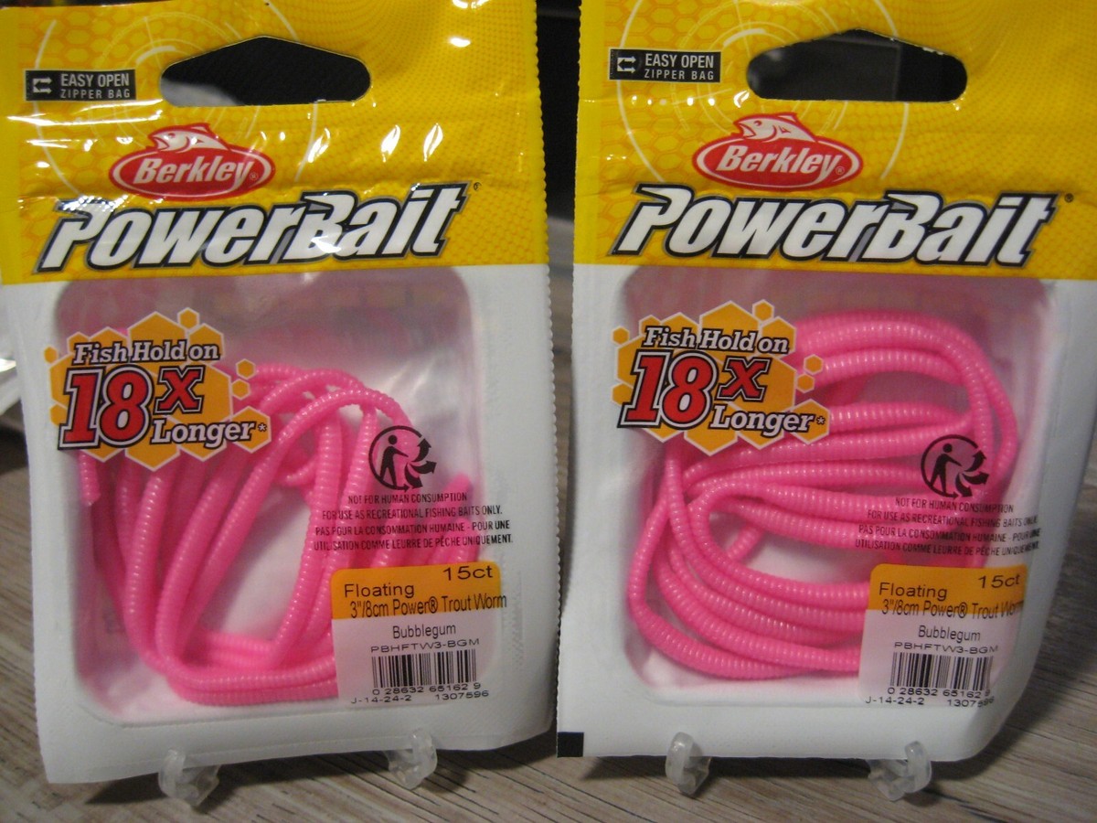 bubblegum pink fishing lures Sqworms Fish love PowerBait so much they hold on 18 times longer Trout Worms : Bubble Gum/Hot