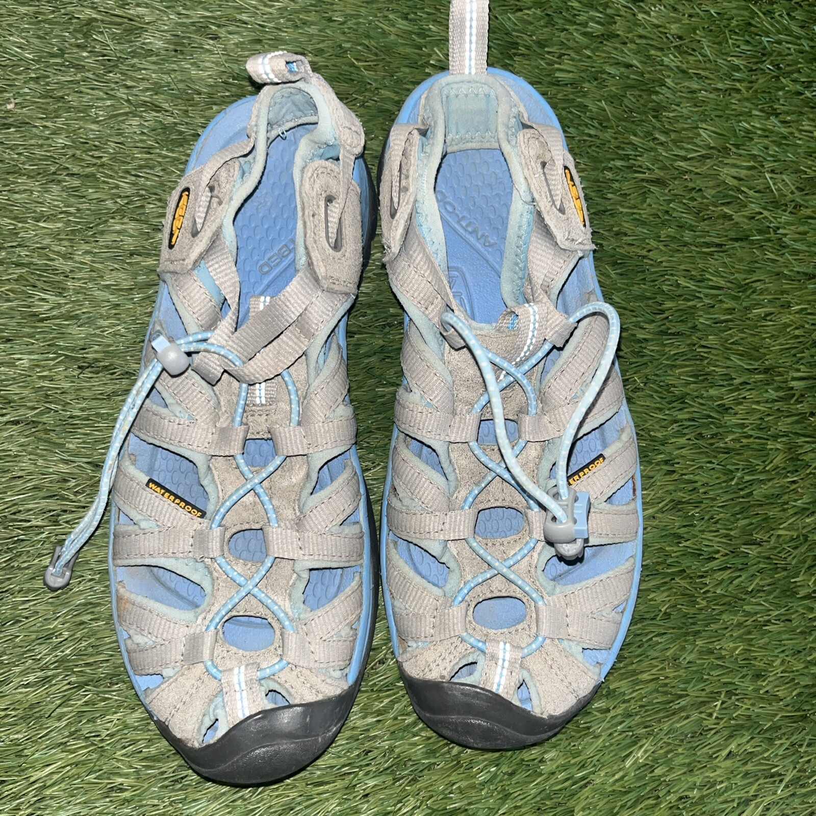 Scarpa Keen donna Whisper taglia 6 pescatore sandalo sportivo blu grigio buone condizioni